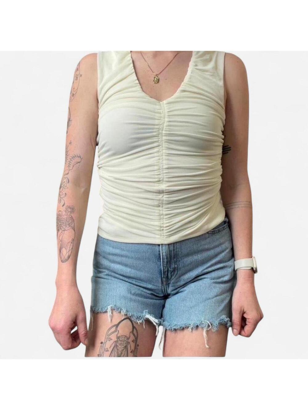 A New Day Women's Cream and White Vests-tanks-cami